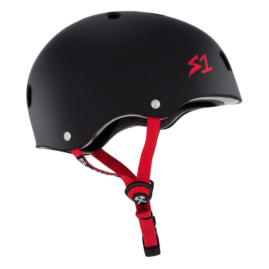 S1 Lifer Helmet - Black Matte W/ Red Straps