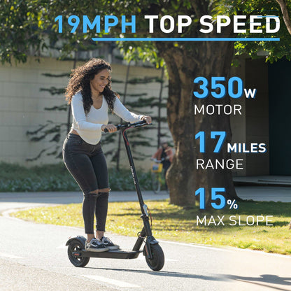 Hiboy Electric Scooter, 10" Tires,17 Miles Range, 430W Peak Motor, 19MPH Speed, Dual Brake System, Electric Scooter for Adults Commuting & Urban Travel