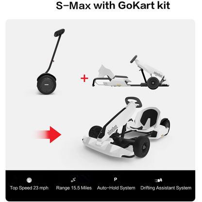 Ninebot Gokart Performance Bundle (White Gokart Kit w/ S-MAX, same specs as Gokart PRO)