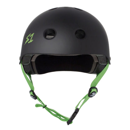S1 Lifer Helmet - Black Matte W/ Bright Green Straps