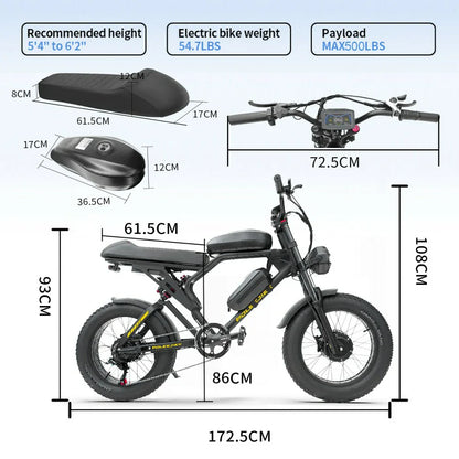 POLEEJIEK Electric Bike 3000W Dual Motors 48V 25.6Ah Battery