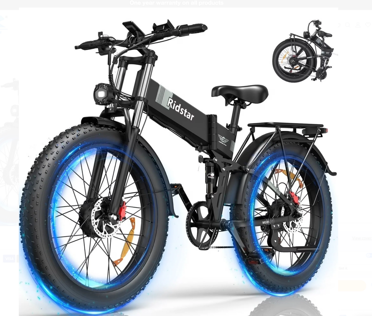 Ridstar H26PRO 2000W Dual Motor Folding Fat Tire Mountain Electric Bike